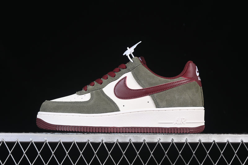 Nike Air Force 1 Low '07 LV8 "Cargo Khaki Pale Ivory Dark Team Red"
