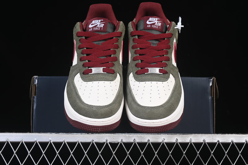 Nike Air Force 1 Low '07 LV8 "Cargo Khaki Pale Ivory Dark Team Red"
