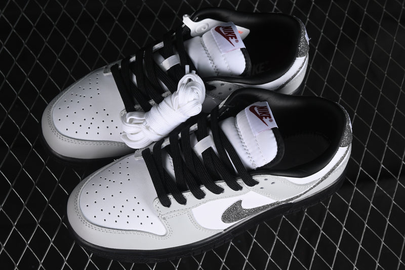 Nike Dunk Low “Glitter Swoosh White / Light Smoke Grey”