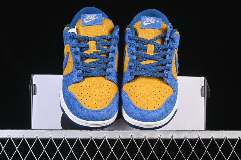 Nike Dunk Low “Panda-Monium Court Blue Yellow Ochre Suede”