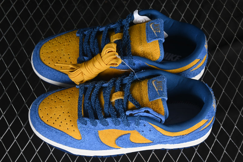 Nike Dunk Low “Panda-Monium Court Blue Yellow Ochre Suede”
