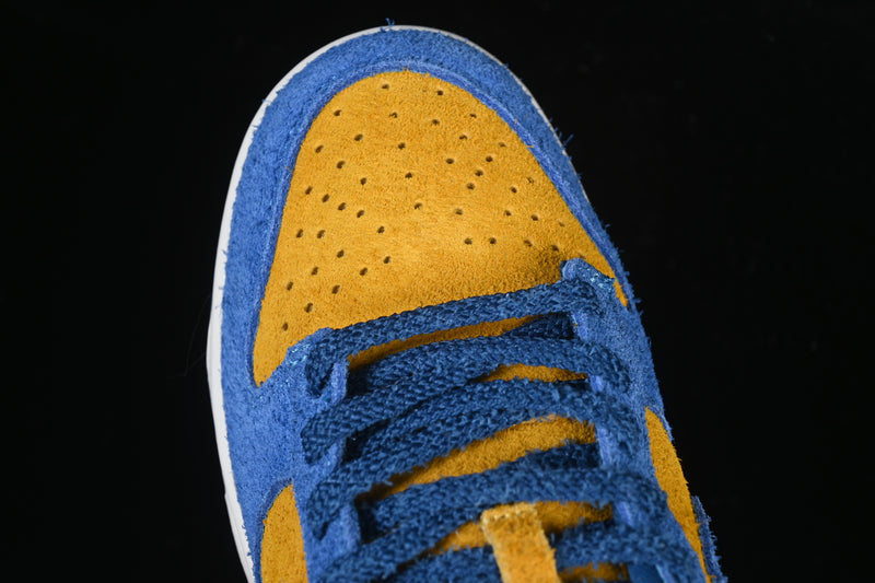 Nike Dunk Low “Panda-Monium Court Blue Yellow Ochre Suede”