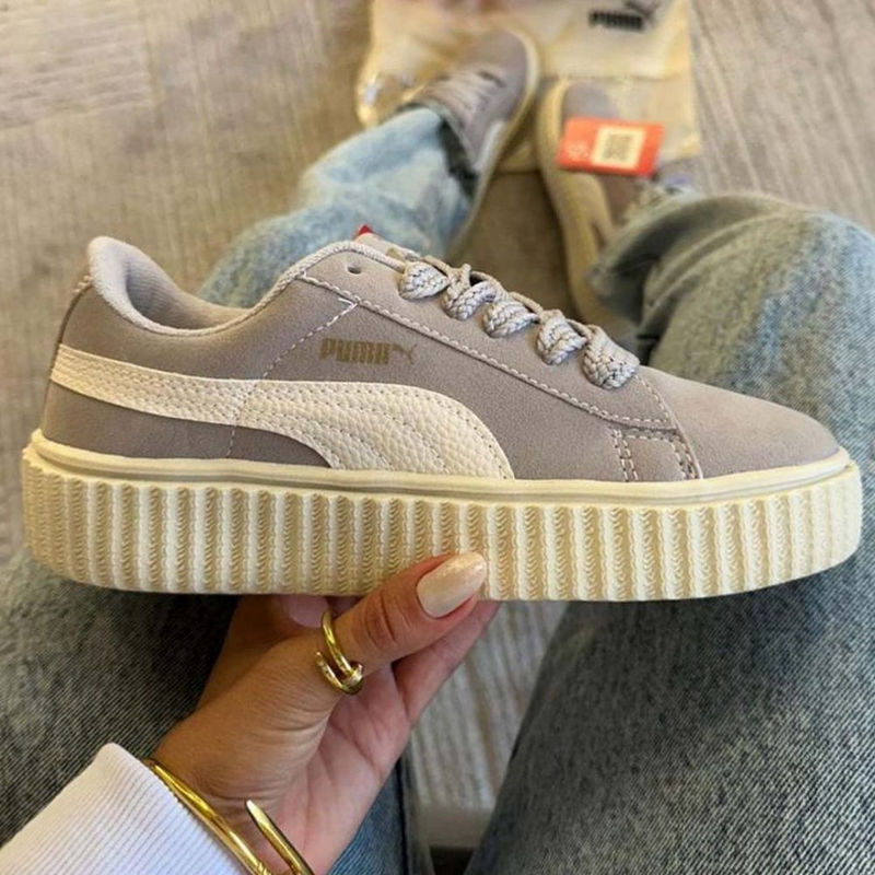 Tênis Puma Suede Plataforma - Cinza Nude